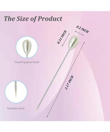 200PCS Teardrop Pearl Corsage Pins | 2 Wedding Bouquet Straight Sewing Pins for Jewelry & DIY Decoration - White - Buy Online on GoSupps.com
