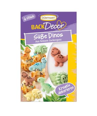 G nthart BackDecor 6 Sweet Dinosaurs made of sugar to decorate in different colors for all Dino fans 1 pack 20 gr