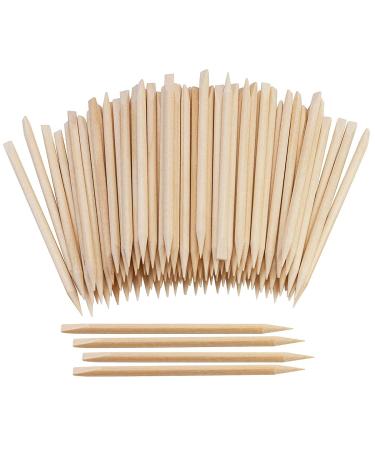 LATRAT 200 Pieces Wooden Sticks Double Sided Cuticle Nail Pusher Remover Manicure Art Pedicure Wooden Sticks for Nail Art Care 11 cm