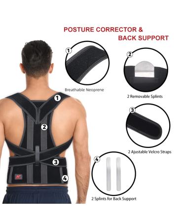 Back Brace Posture Corrector for Men & Women - Pain Relief & Posture Support with Metal Splints - Adjustable Straps Waist Trainer for Spine Alignment - Lumbar & Hunchback Straightener - Buy Online on GoSupps.com