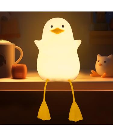 CooPark LED Night Light for Kids Cute Touch Silicone Nursery Lamp with Timer Dimmable Animal Portable Lamp with Warm Light for Children and Women's Bedroom Living Room Camping USB Rechargeable Duck