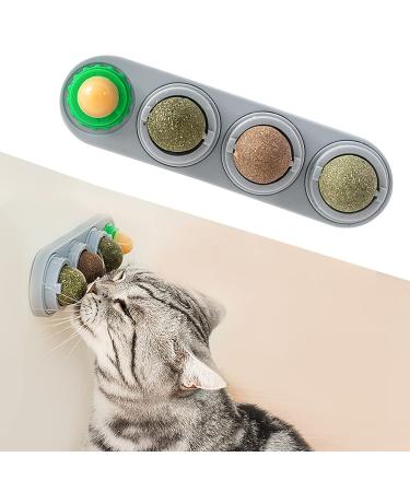 Potaroma 4 Pack Catnip Toys, Silvervine Wall Balls, Edible Kitty Toys for Cats Lick, Safe Healthy Kitten Chew Toys, Teeth Cleaning Dental Cat Ball Toy, Cat Wall Treats Board