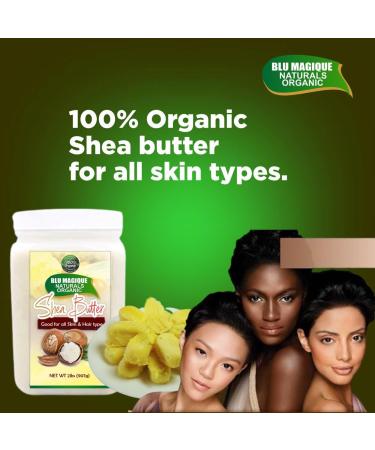 Buy 100% Pure Raw African Unrefined Shea Butter - Blu Magique Naturals - 2 lbs Moisturizer for Hair Skin DIY Soap & Lip Balm - Buy Online on GoSupps.com