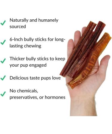 Eva & Wall-e Bully Sticks for Dogs 6" Dog Chew 100g Chews Beef Pizzle Each Package Contains 4 Sticks of 100 gr. 6 Packs of 24 Sticks in Total - Buy Online on GoSupps.com