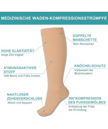 Evolyline Medical Compression Stockings 20-30 mmHg for Men & Women | Closed Toe Support Socks for Varicose Veins & Edema - Beige - Buy Online on GoSupps.com