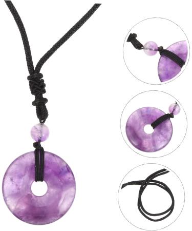 Beaupretty 5-Stone Obsidian Necklace with Safety Buckle | Unique Chinese Medallion & Cotton Thread Chain for Men & Women - Violet Crystal Adornment - Buy Online on GoSupps.com