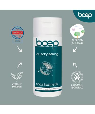 Boep Shower Peeling | Vegan Body Scrub with Organic Sea Salt & Almond Oil | Certified Natural Cosmetics for Men & Women | Exfoliating Body Exfoliator for Healthy Skin (220g) - Buy Online on GoSupps.com