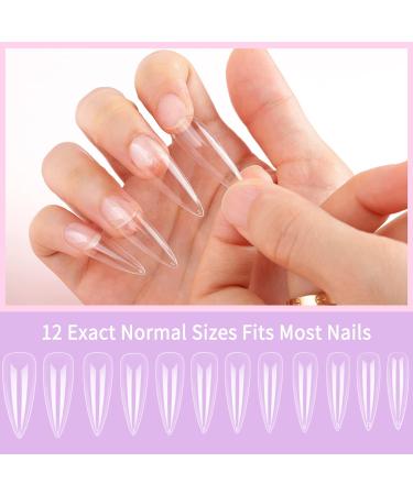 BISHENGYF Gel Nail Extension Starter Kit with Lamp - 2-In-1 Nail Glue & Base Gel, 120 Stiletto Nail Tips, LED Light, Acrylic Clipper - DIY Manicure Set (Black) - Buy Online on GoSupps.com