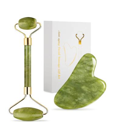 Gua Sha and Jade Roller Gift Set- Gua Sha Facial Massage Tool for Face  Neck and Eye Treatment  Facial Roller for Skin Care Routine
