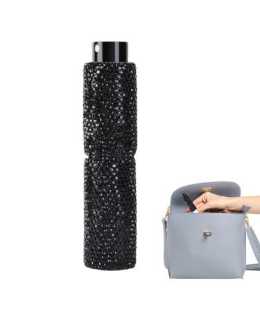 Meindin Rhinestone Empty Spray Bottle | Refillable Bling Crystal Travel Perfume Bottle - Pocket Size 10ml Outdoor Travel Dispensing Bottle for Cosmetic & Perfume Other Liquids Black
