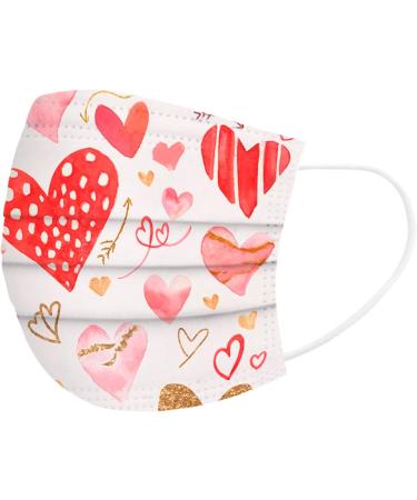 10/50PCS Valentines Day Disposable_Face_Masks Floral Designs for Adults 3 Layer Covers with Nose Wire for Women Men 007-50PCS - Buy Online on GoSupps.com