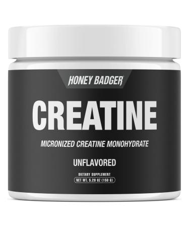 Honey Badger Creatine Monohydrate Powder Micronized Unflavored Muscle Growth and Recovery Supplement
