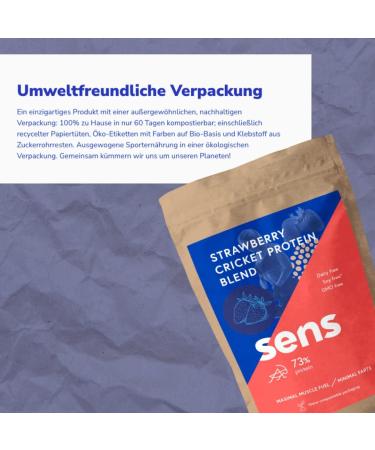  SENS Strawberry Protein - Roasted Insect Protein 455g - Cricket Protein Powder Lactose and Chemical Free - Sports Nutrition - Buy Online on GoSupps.com