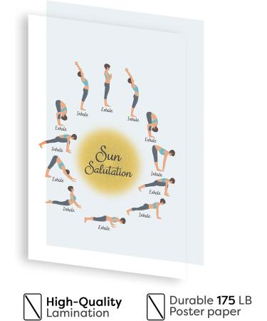 Teevoke 16x24 Yoga Inhale Exhale Sun Salutation Poster - Unframed Meditation Morning Yoga Flow Poses Surya Namaskar - No Frame - Buy Online on GoSupps.com