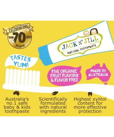 Jack N' Jill Kids Natural Toothpaste Made with Natural Ingredients Helps Soothe Gums and Fight Tooth Decay Suitable from 6 Months Plus Blueberry and Berries and Cream Flavour Bundle 2 x 50g Mint 50 g (Pack of 2) - Buy Online on GoSupps.com