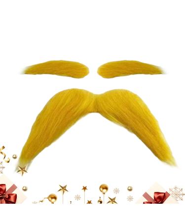 Moustache Et Sourcils Jaunes Autocollant Amusant Fausse Moustache Texture L g re En Peluche | Moustaches De No l Pour Cosplay Festival Maquillage De Sc ne Feu De Voyage D coration De Per