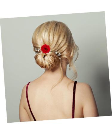 Beaupretty Retro Hair Needles - 4PCS Rose Flower Headwear | Beautiful Red Hairpins for Women - Bridal Hair Accessories - Buy Online on GoSupps.com