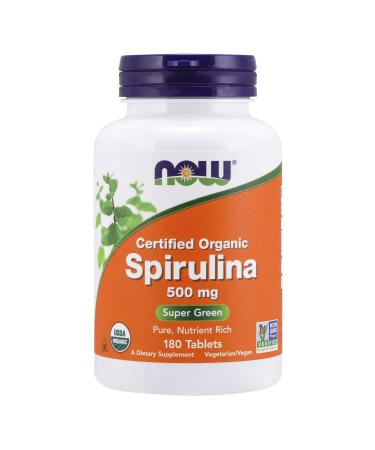 Now Foods Certified Organic Spirulina 500 mg 180 Tablets