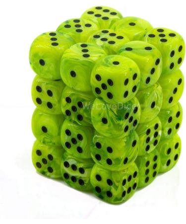 Chessex Vortex Bright Green with Black d6 Dice Set - 12mm 6-Sided Die - 36 Dice in 1-Pack - Buy Online on GoSupps.com