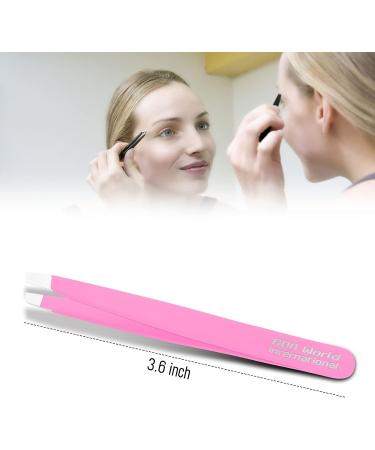 Precision Stainless Steel Tweezers for Eyebrows, Ingrown Hair, and Facial Hair Removal - Pink | Professional Tweezers for Men and Women - Buy Online on GoSupps.com
