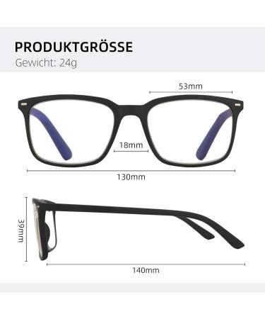 Zenottic Men's Blue Light Blocking Reading Glasses - Classic Anti-UV400 Design | Black 0.0 Prescription - Buy Online on GoSupps.com