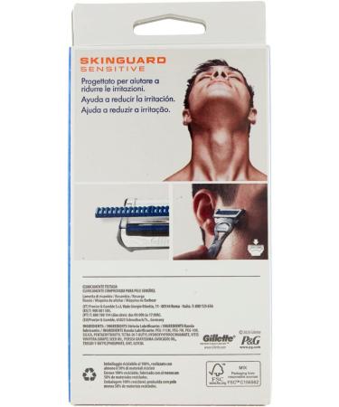Buy Gillette Skinguard Sensitive Bartschneider for Men - Free Hand Razor 1 Handle 2 Frictional Blades with Aloe Vera - Clinically Tested for Sensitive Skin - Perfect for Hair Delineation - Buy Online on GoSupps.com