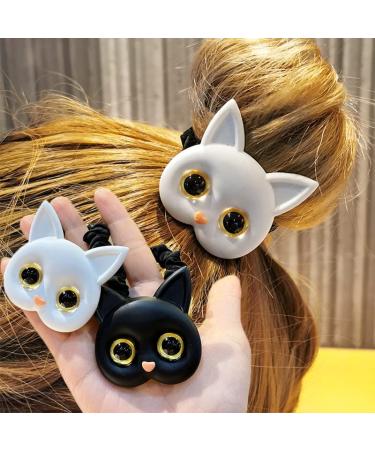 Cute Cat Rubber Bands - 2 Pack Resin Cartoon Hair Accessories for Girls and Women - Buy Online on GoSupps.com