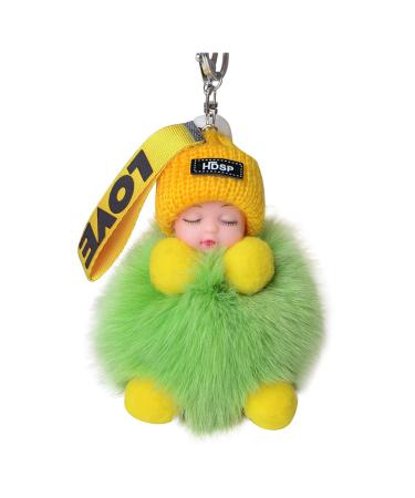 Anesthesia key rings with sleeping sleeping car pompom suitable fur or handbag key rings for babies baby trailer keychain keychain key release f unit size