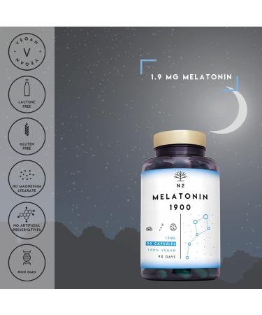 Melatonin 1.9 mg for Adult Sleep. Strong Melatonin with Vitamin B6. Sleep Better. Stress. Sleep Aid and Insomnia. Repairing Sleep. Vegan. 90 Capsules. THIS. N2 Natural Nutrition - Buy Online on GoSupps.com