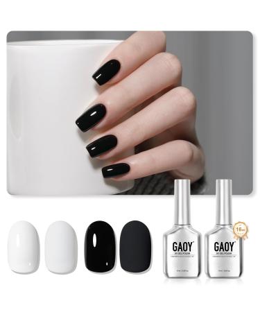 GAOY Black and White Gel Nail Polish 16ml 2 Colors 2026 2027 Soak Off UV Gel Polish Set for Nail Art DIY Manicure at Home Flawless Black and White