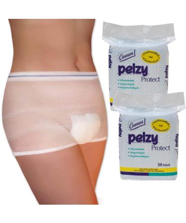Combined pack: 2x30 pcel. Pelzy Protect Large weekers fleece diapers/suction templates plus 8 pieces of washable puerperium briefs size selectable (1 ( approx. 38/40)) size 1 (60 pieces)