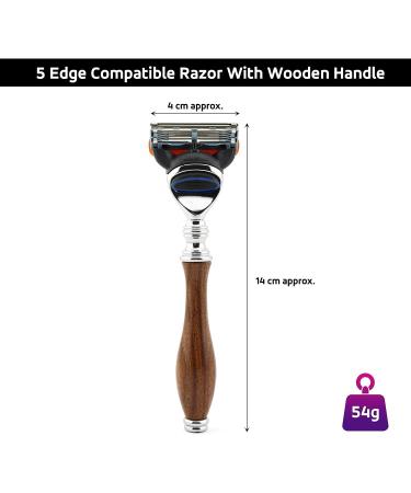 Haryli London 5 Piece Shaving Set | Sustainable Wooden Brush & Razor | Eco-Friendly Grooming Essentials - Buy Online on GoSupps.com