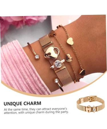 CALLARON 1pc Stainless Steel Bracelet Bracelets for Couples Heart Bracelet for Couples Rhinestone Trim Couples Bracelets Girl Birthday Gift Womens Jewelry Bracelet The Chain Crystal Miss - Buy Online on GoSupps.com