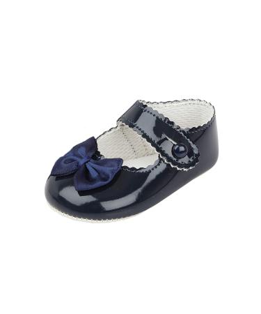 Early Days Baypods Baby Shoes for Girls Soft Soled Pre Walker Shoes Soft Faux Leather Baby Shoes Made in England 2 UK Child Navy Patent