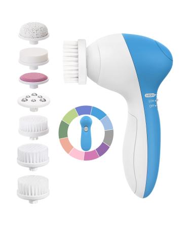 Facial Cleansing Brush Face Scrubber: Electric Exfoliating Spin Cleanser Device Waterproof Deep Cleaning Exfoliation Rotating Spa Machine - Electronic Acne Skin Washer Spinning System Set A Dark Blue