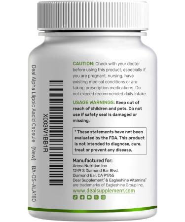 Alpha Lipoic Acid 1 000mg 180 Veggie Capsules 50/50 R-ALA & S-ALA for Max Bioavailability Antioxidant Supplement Energy & Nervous System Support Non-GMO 180 Count (Pack of 1) - Buy Online on GoSupps.com