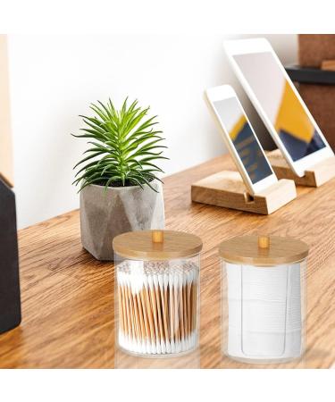 Ivoppe Qtip Holder Set - 4 Piece Cotton Pads Container with Bamboo Lid | Perfect for Makeup Cotton Swabs and Cosmetic Storage - Buy Online on GoSupps.com