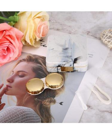 Wifehelper Stylish Gold Contact Lens Container - Mini Travel Case with Movable Marble Mirror - Soothing Square Design - Buy Online on GoSupps.com