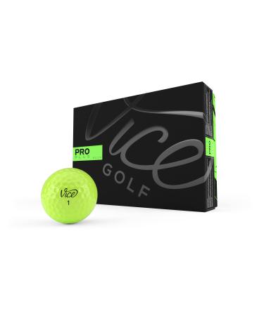 Vice Golf PRO Plus 2020 | 12 Golf Balls | Features: 4-Piece cast Urethane, Maximum Distance, Reduced Driver Spin | More Colors: NEON Lime/RED | Profile: Designed for Advanced Golfers