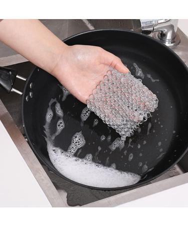 U-K Attractive Processed Cast Iron Cleaner Stainless Steel Garden Home Chainmail Scrubber for Pan Dutch Ovens Grill Scraper Skillet 1pc Silver - Buy Online on GoSupps.com