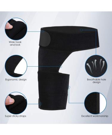 Adjustable Thigh Bandage & Compression Support | Neoprene Hip Belt for Knee Tendon Sciatic Pain Relief - Unisex - Buy Online on GoSupps.com