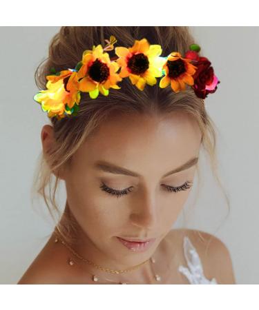 JEAIRTS LED Sunflower Headband for Women and Girls - Glowing Floral Hair Accessory (2-Sunflower) - Buy Online on GoSupps.com