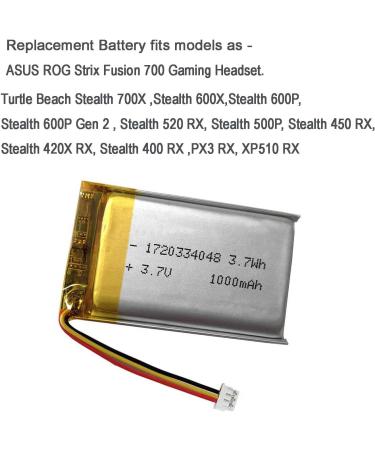 1000mAh 3.7V Battery Replacement for ASUS ROG Strix Fusion 700 Turtle Beach Stealth 700X/600X/600P/500P LucidSound LS15X JBL TOUR ONE & M2 Headsets - International Shipping Available - Buy Online on GoSupps.com