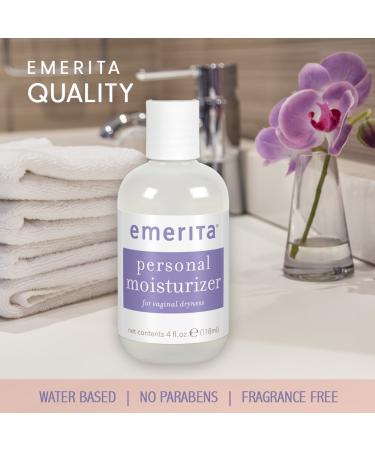 Emerita Personal Moisturizer 4 fl oz - Water Based Intimate Skin Care for Vaginal Dryness with Calendula & Vitamin E - Estrogen & Paraben Free - Buy Online on GoSupps.com