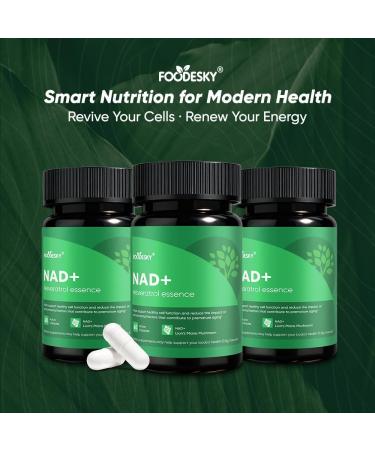 CareHaven NAD+ Resveratrol Essence Capsules - 5mg NAD+ & Lion's Mane Mushroom - Supports Healthy Cell Function & Daily Wellness - 60 Active Dietary Capsules (3PCS) - Buy Online on GoSupps.com