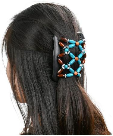 6 Pieces Beads Hair Combs Magic Elastic Hair Clips Stretchy Hair Comb Double Clips for Women Girls Hair Accessory - Buy Online on GoSupps.com