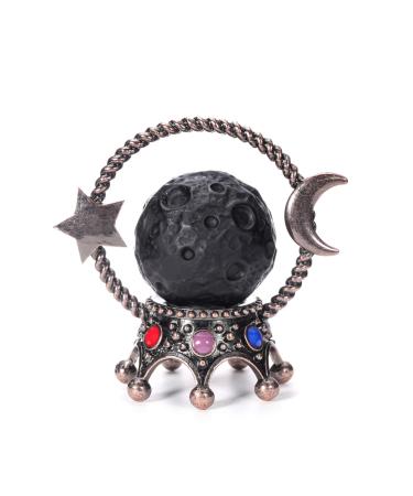 JOVIVI 40mm Black Obsidian Crystal Ball Healing Crystal Stones Gemstone Divination Sphere Planet with Bronze Star Moon Chakra Stand for Spiritual Wicca Feng Shui Meditation Home Decoration Black Obsidian Ball