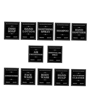 Beavorty 12 Sheets Dispensing Bottle Label Nail Sticker Waterproof Stickers Skincare Tag Self Adhesive Labels Stickers Bathroom Sticker Bathroom Labels Stickers Pvc Self-adhesive 8.00X7.00X0.10CM Black