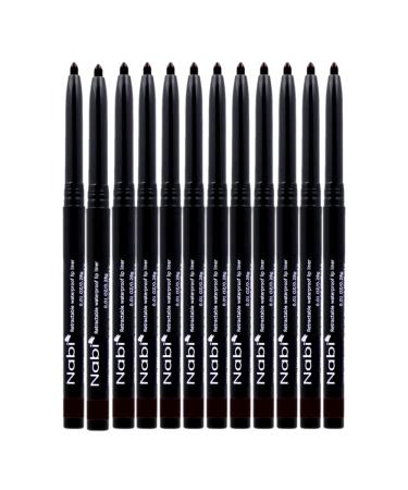 Beauty Spot (12pcs) Nabi Retractable Waterproof Eyeliner Pencil - Long Lasting Fade Resistant Formula - Quick Makeup Remover (Black)