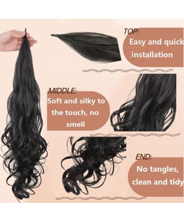 ShowCoco 32 Inch Flexible Wrap Around Ponytail Extension - Long Curly Synthetic Hairpiece for Women - 1B Color (100g) - Buy Online on GoSupps.com